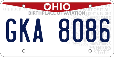 OH license plate GKA8086