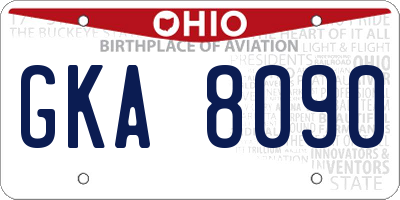 OH license plate GKA8090