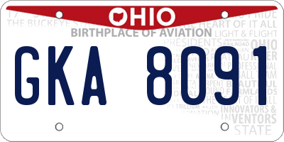 OH license plate GKA8091