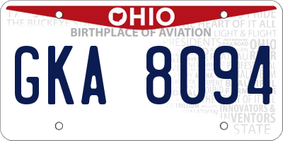 OH license plate GKA8094