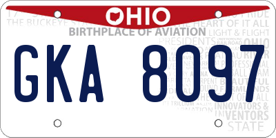 OH license plate GKA8097