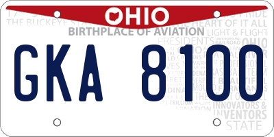 OH license plate GKA8100