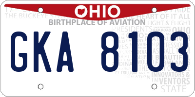 OH license plate GKA8103