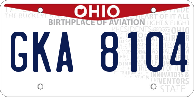 OH license plate GKA8104