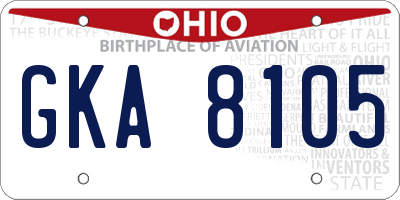 OH license plate GKA8105