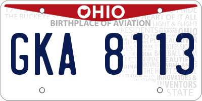 OH license plate GKA8113