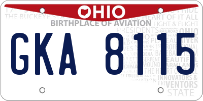 OH license plate GKA8115