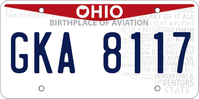 OH license plate GKA8117