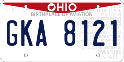 OH license plate GKA8121