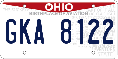 OH license plate GKA8122