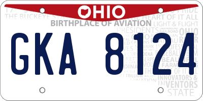 OH license plate GKA8124