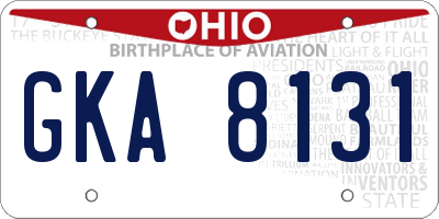 OH license plate GKA8131
