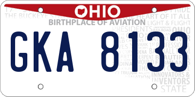 OH license plate GKA8133