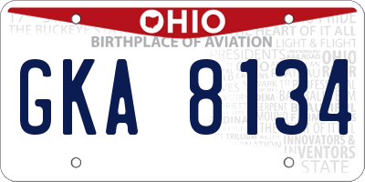 OH license plate GKA8134