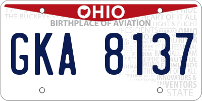 OH license plate GKA8137