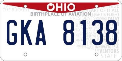 OH license plate GKA8138