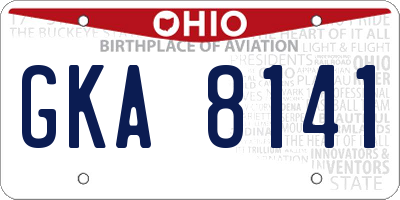 OH license plate GKA8141