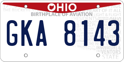OH license plate GKA8143