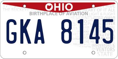 OH license plate GKA8145