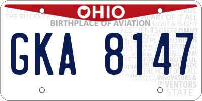 OH license plate GKA8147