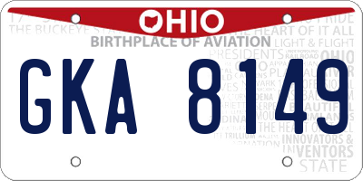OH license plate GKA8149