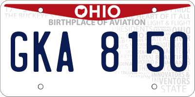 OH license plate GKA8150