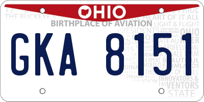 OH license plate GKA8151