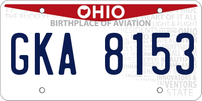OH license plate GKA8153