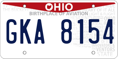 OH license plate GKA8154