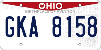 OH license plate GKA8158