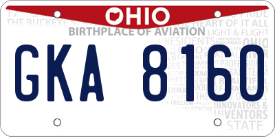 OH license plate GKA8160