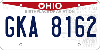 OH license plate GKA8162
