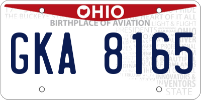 OH license plate GKA8165