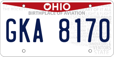 OH license plate GKA8170