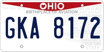 OH license plate GKA8172