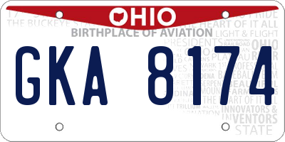 OH license plate GKA8174