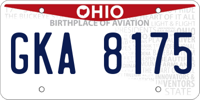 OH license plate GKA8175