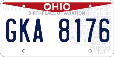 OH license plate GKA8176