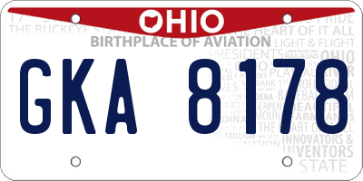 OH license plate GKA8178