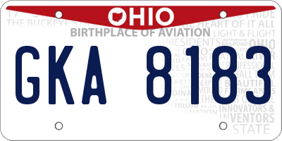 OH license plate GKA8183
