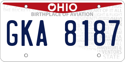 OH license plate GKA8187