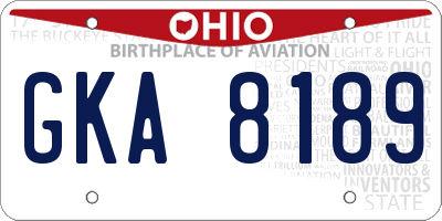 OH license plate GKA8189