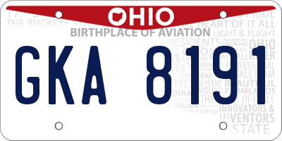 OH license plate GKA8191