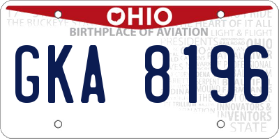 OH license plate GKA8196