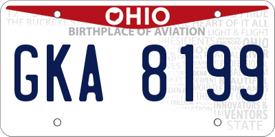 OH license plate GKA8199