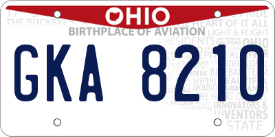 OH license plate GKA8210