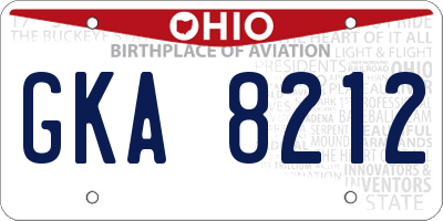 OH license plate GKA8212