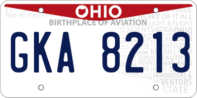 OH license plate GKA8213