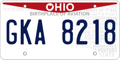 OH license plate GKA8218
