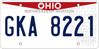 OH license plate GKA8221